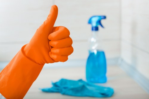 Office cleaning tasks including floors, desks, kitchens, and washrooms